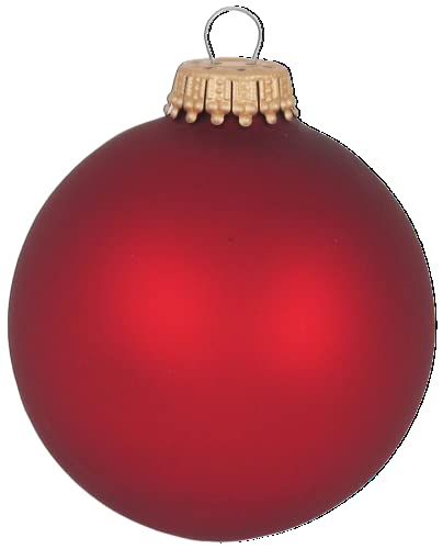 Glass Christmas Tree Ornaments - 67mm / 2.63" [8 Pieces] Designer Balls from Christmas By Krebs Seamless Hanging Holiday Decor (Velvet Port Red)