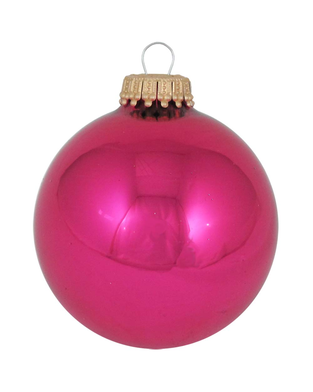 Glass Christmas Tree Ornaments - 67mm / 2.63" [8 Pieces] Designer Balls from Christmas By Krebs Seamless Hanging Holiday Decor (Shiny Cabernet Pink)