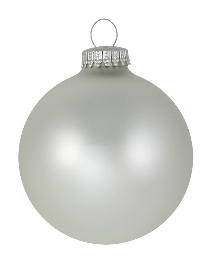 Glass Christmas Tree Ornaments - 80mm / 3.25" [4 Pieces] Designer Balls from Christmas By Krebs Seamless Hanging Holiday Decor (silver pearl)