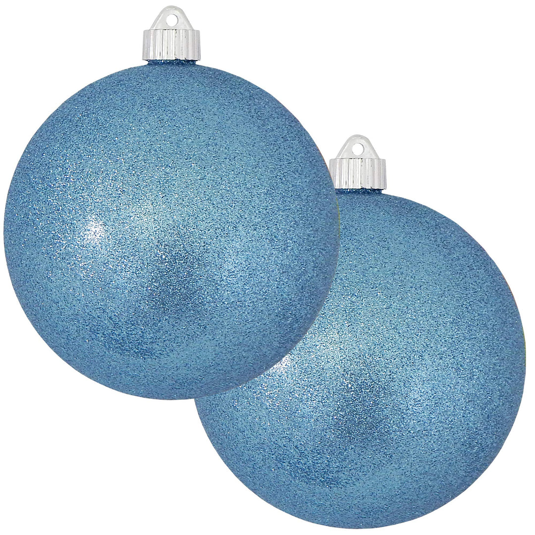 2 Pack - 6" (150mm) Glitter & Glitz Commercial Grade Indoor Outdoor Shatterproof Plastic Ball Ornaments