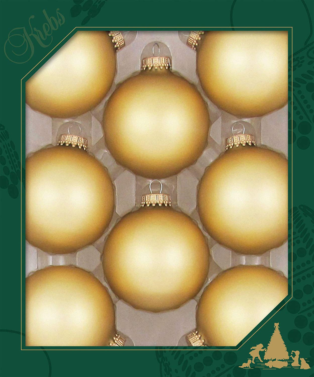 Glass Christmas Tree Ornaments - 67mm / 2.63" [8 Pieces] Designer Balls from Christmas By Krebs Seamless Hanging Holiday Decor (Velvet Chiffon Gold)