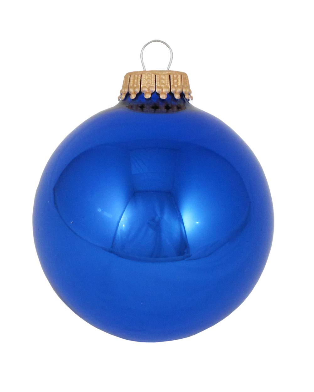 Glass Christmas Tree Ornaments - 67mm / 2.63" [8 Pieces] Designer Balls from Christmas By Krebs Seamless Hanging Holiday Decor (Shiny Victoria Blue)