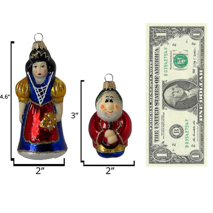 Christmas by Krebs Blown Glass Collectible Ukrainian Figurine (3" and 4.25" Fairytale Snow White & 7 Dwarfs)