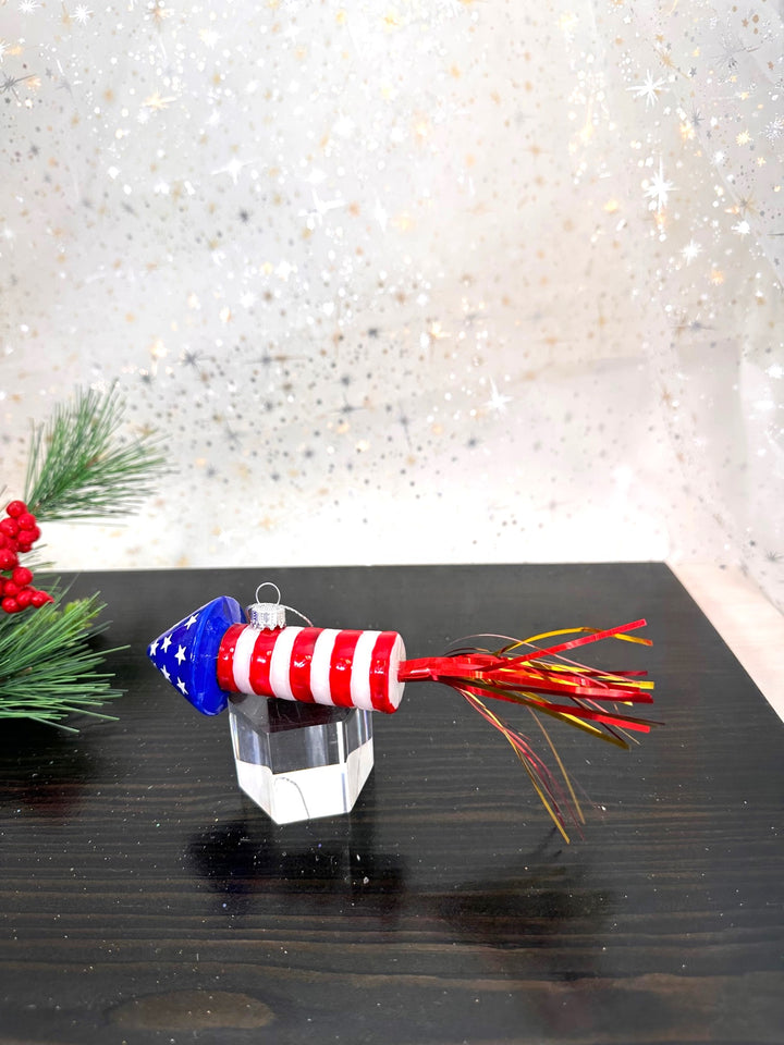 Christmas By Krebs Blown Glass  Collectible Tree Ornaments  (5 3/4" Firecracker Rocket)