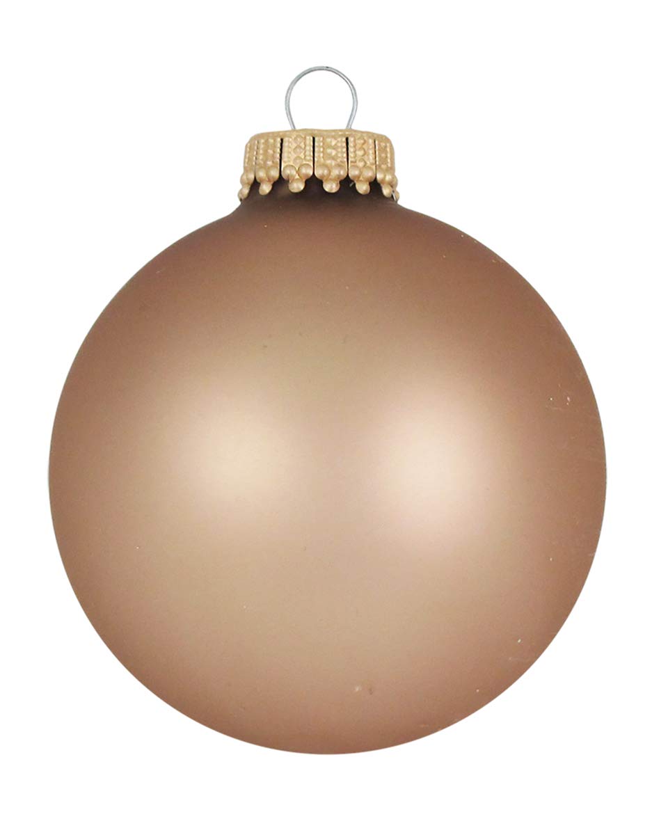 Glass Christmas Tree Ornaments - 67mm / 2.63" [8 Pieces] Designer Balls from Christmas By Krebs Seamless Hanging Holiday Decor (Velvet Cappuccino Brown)