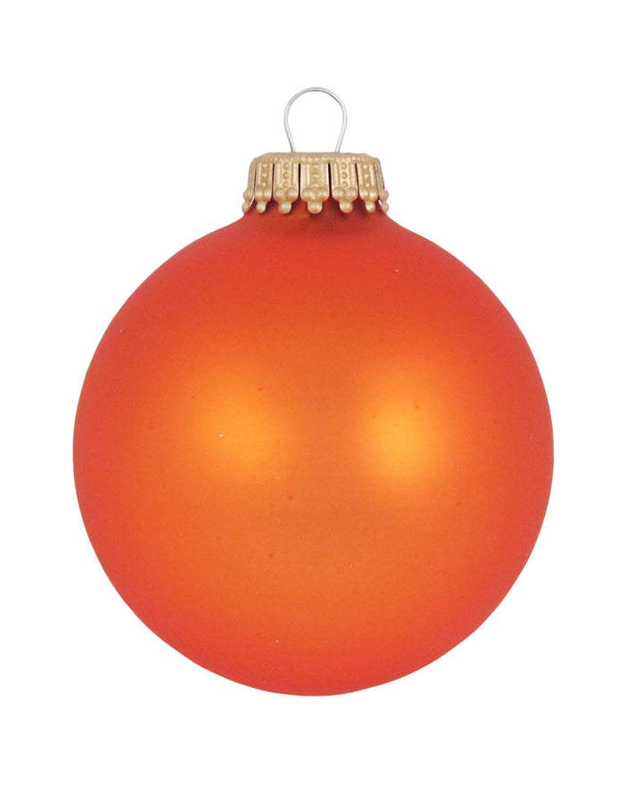 Glass Christmas Tree Ornaments - 67mm / 2.63" [8 Pieces] Designer Balls from Christmas By Krebs Seamless Hanging Holiday Decor (Velvet Wildfire Orange)