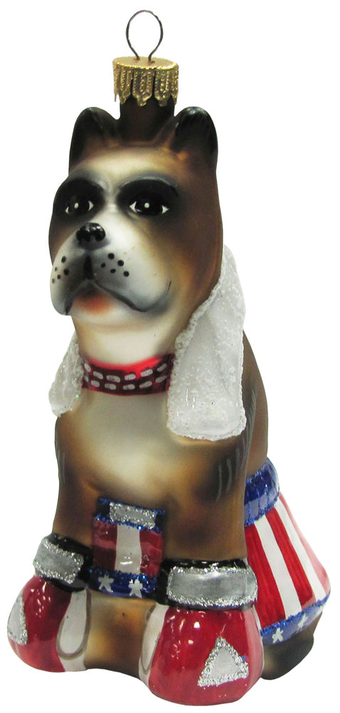 Christmas Tree Ornaments - Figurine Glass from Christmas By Krebs - Handcrafted Hanging Holiday Decor for Trees (Boxer Dog)