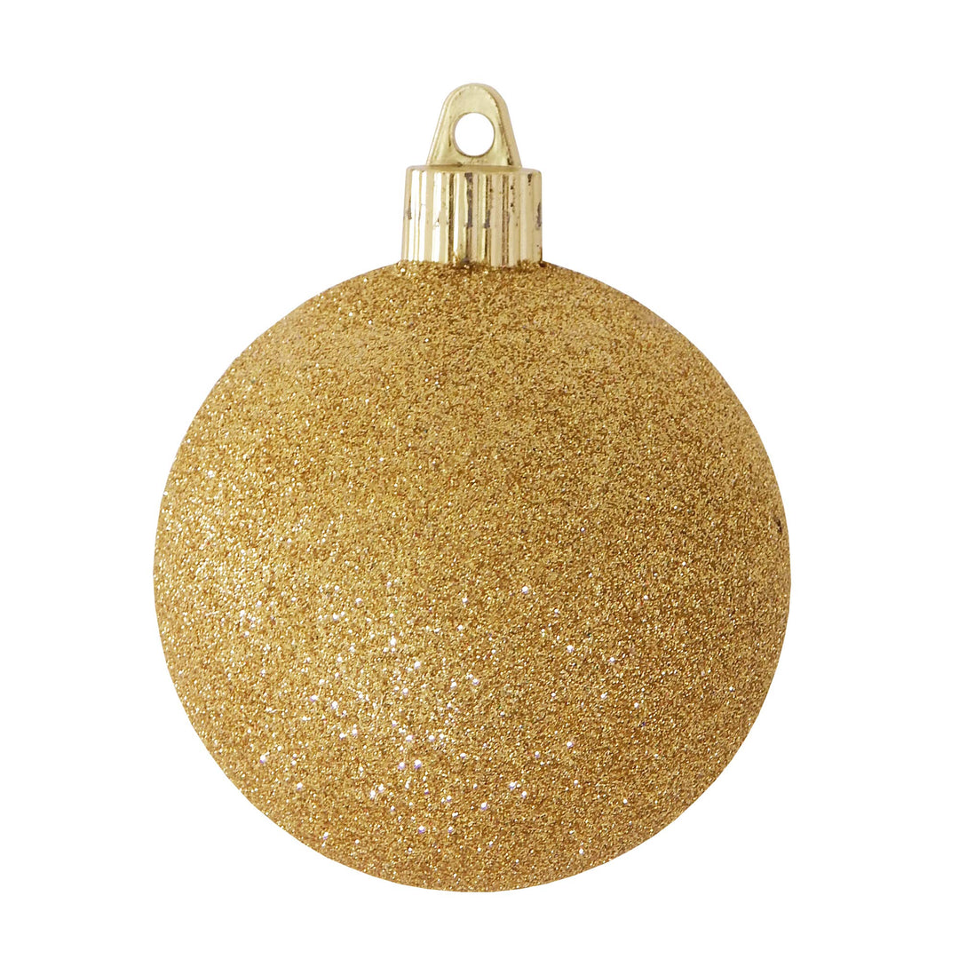 Christmas By Krebs 3 1/4" (80mm) Gold Glitter [8 Pieces] Solid Commercial Grade Indoor and Outdoor Shatterproof Plastic, Water Resistant Ball Ornament Decorations