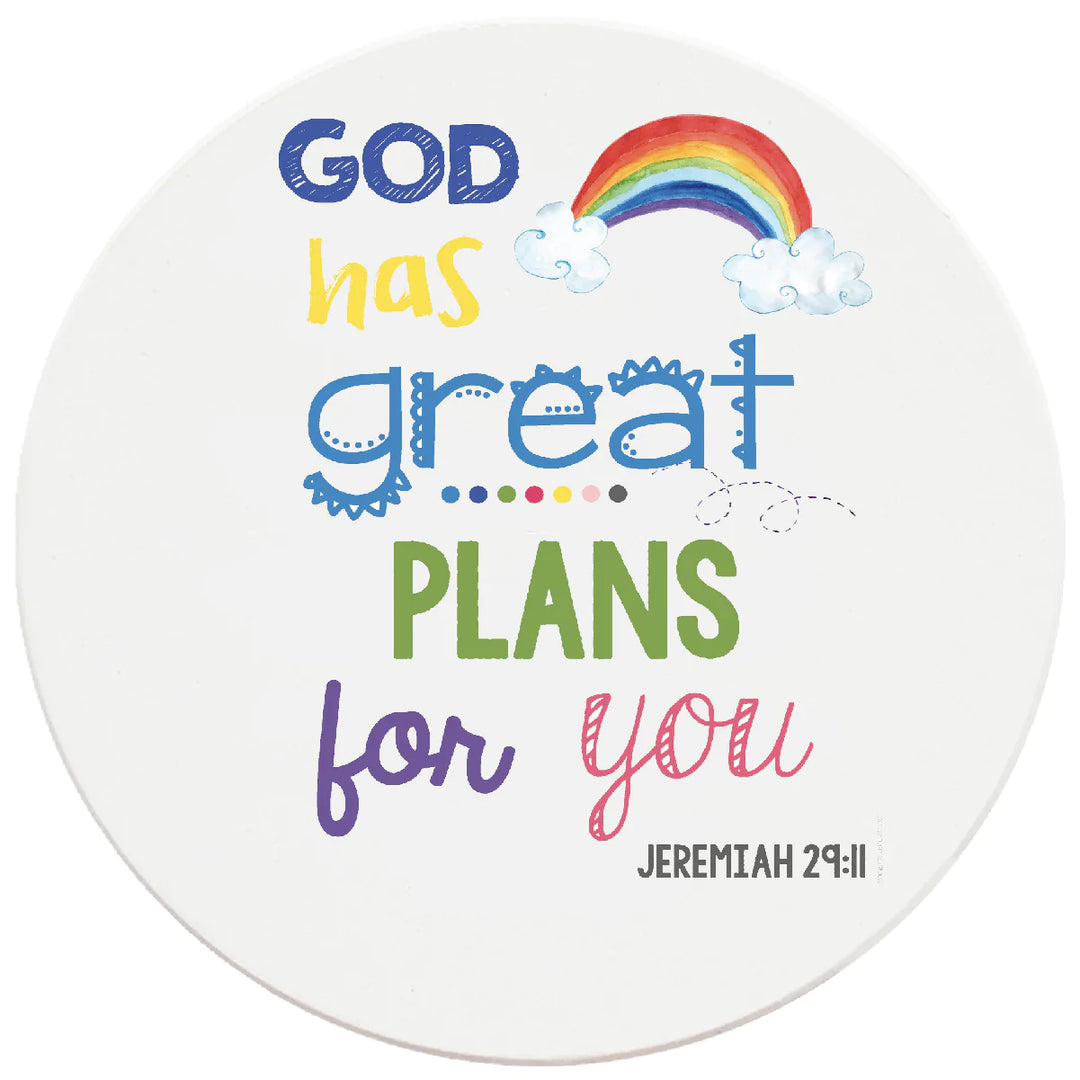 4 inch Round Religious Ceramic Coasters God Has Great Plans For You, 2 Sets of 4, 8 Pieces - Christmas by Krebs Wholesale