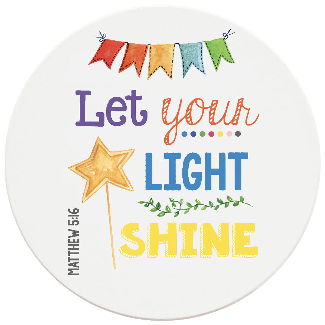 4 inch Round Religious Ceramic Coasters Let Your Light Shine, 2 Sets of 4, 8 Pieces - Christmas by Krebs Wholesale