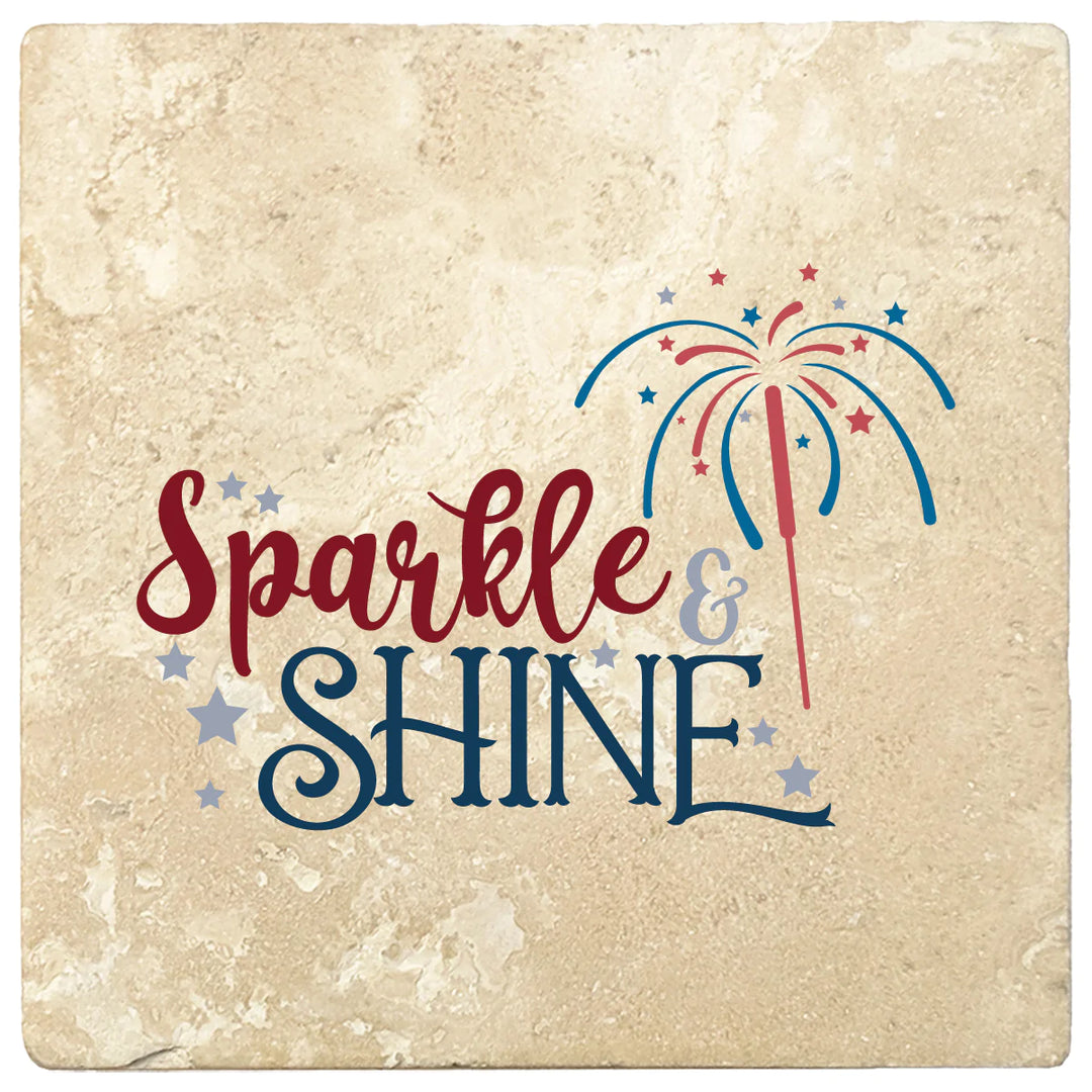 4 Inch Square Travertine Sparkle & Shine, 2 Sets of 4, 8 Pieces - Christmas by Krebs Wholesale