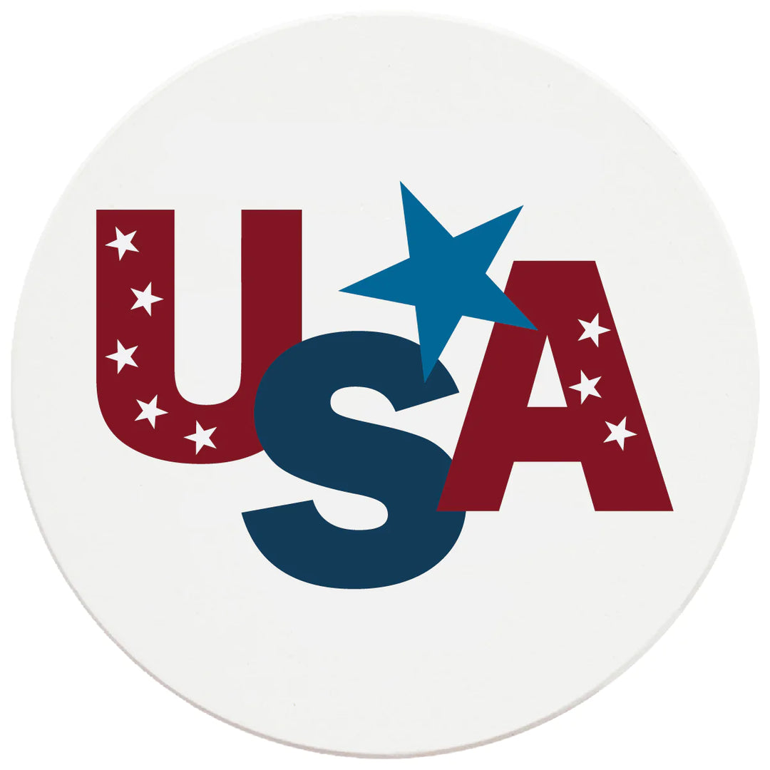4 Inch Round Ceramic USA, 2 Sets of 4, 8 Pieces - Christmas by Krebs Wholesale