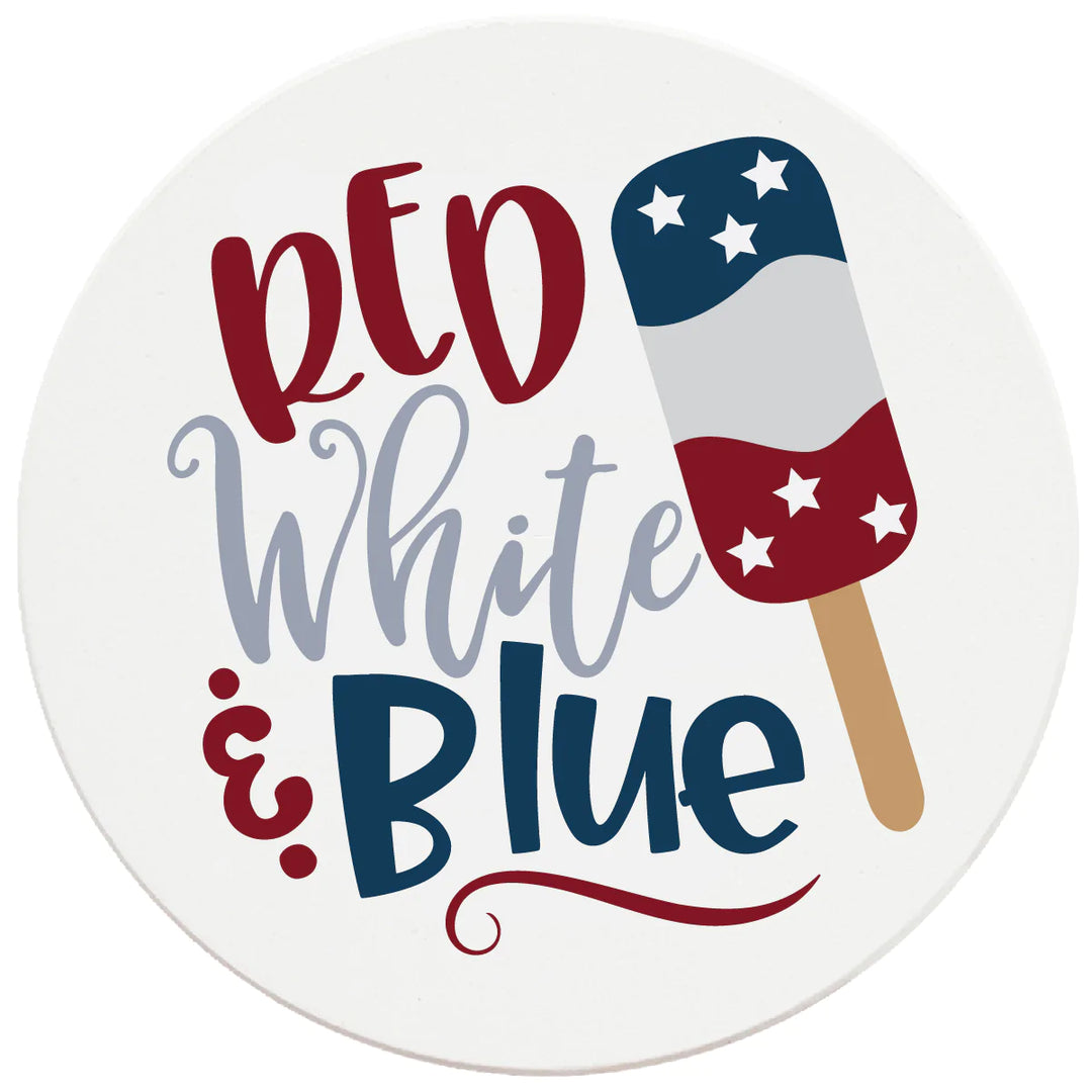 4 Inch Round Ceramic Red, White & Blue, 2 Sets of 4, 8 Pieces - Christmas by Krebs Wholesale