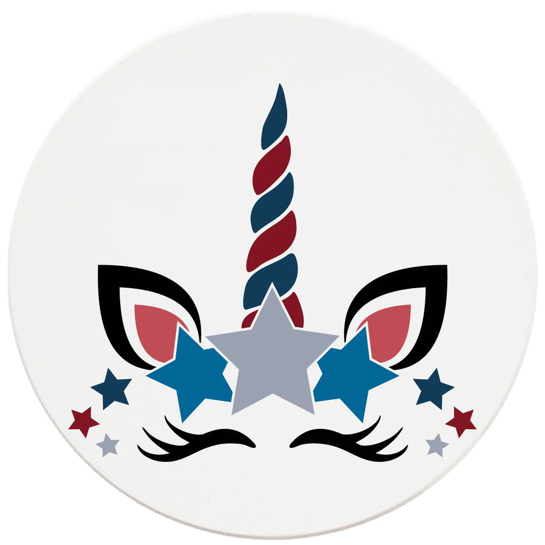 4 Inch Round Ceramic Patriotic Unicorn, 2 Sets of 4, 8 Pieces - Christmas by Krebs Wholesale