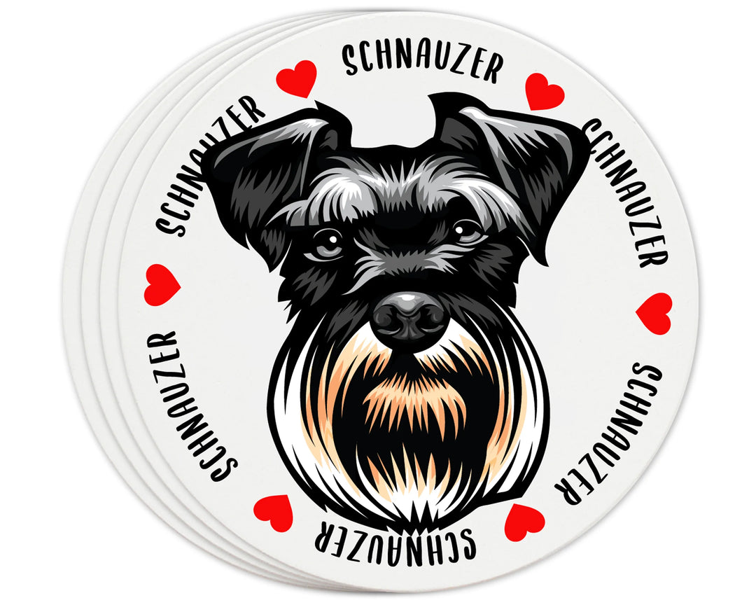 [Set of 4] 4 inch Round Premium Absorbent Ceramic Dog Lover Coasters - Schnauzer - Christmas by Krebs Wholesale