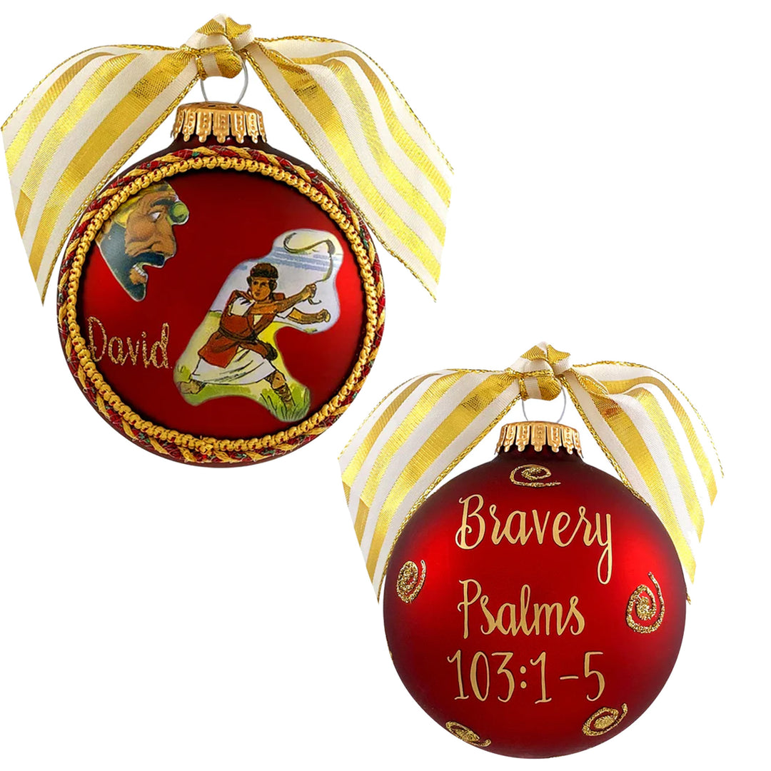 3 1/4" Collectable Bible Hero Glass Ornament Made in USA | Hugs Special Occasions Keepsake Gifts |  (Bible Hero David)