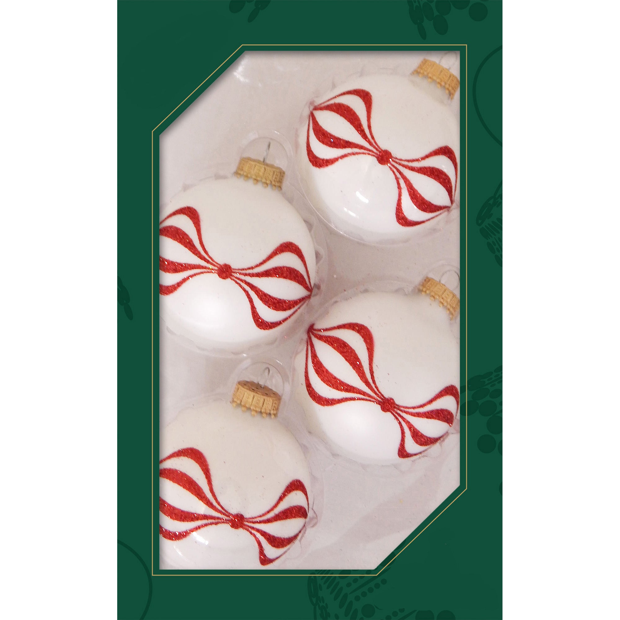 Glass Christmas Tree Ornaments 67mm/2.63" [4 Pieces] Decorated Balls