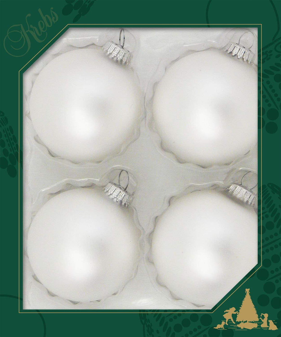 Glass Christmas Tree Ornaments - 80mm / 3.25" [4 Pieces] Designer Balls from Christmas By Krebs Seamless Hanging Holiday Decor (silver pearl)