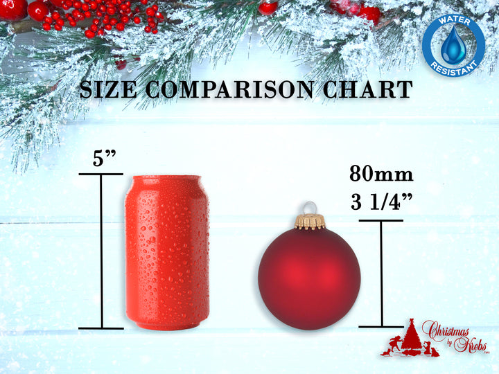 Christmas Tree Ornaments Made in the USA - 80mm / 3.25" Decorated Collectible Glass Balls from Christmas by Krebs - Handmade Hanging Holiday Decorations for Trees