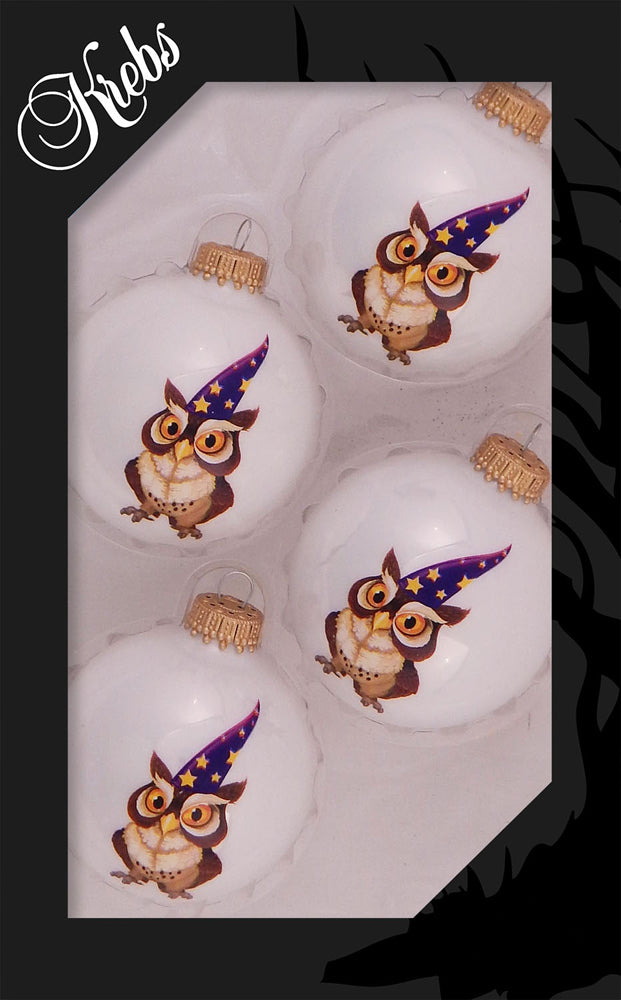 Halloween Tree Ornaments - 67mm/2.625" Decorated Glass Balls from Christmas by Krebs - Handmade Seamless Hanging Holiday Decorations for Trees - Set of 4