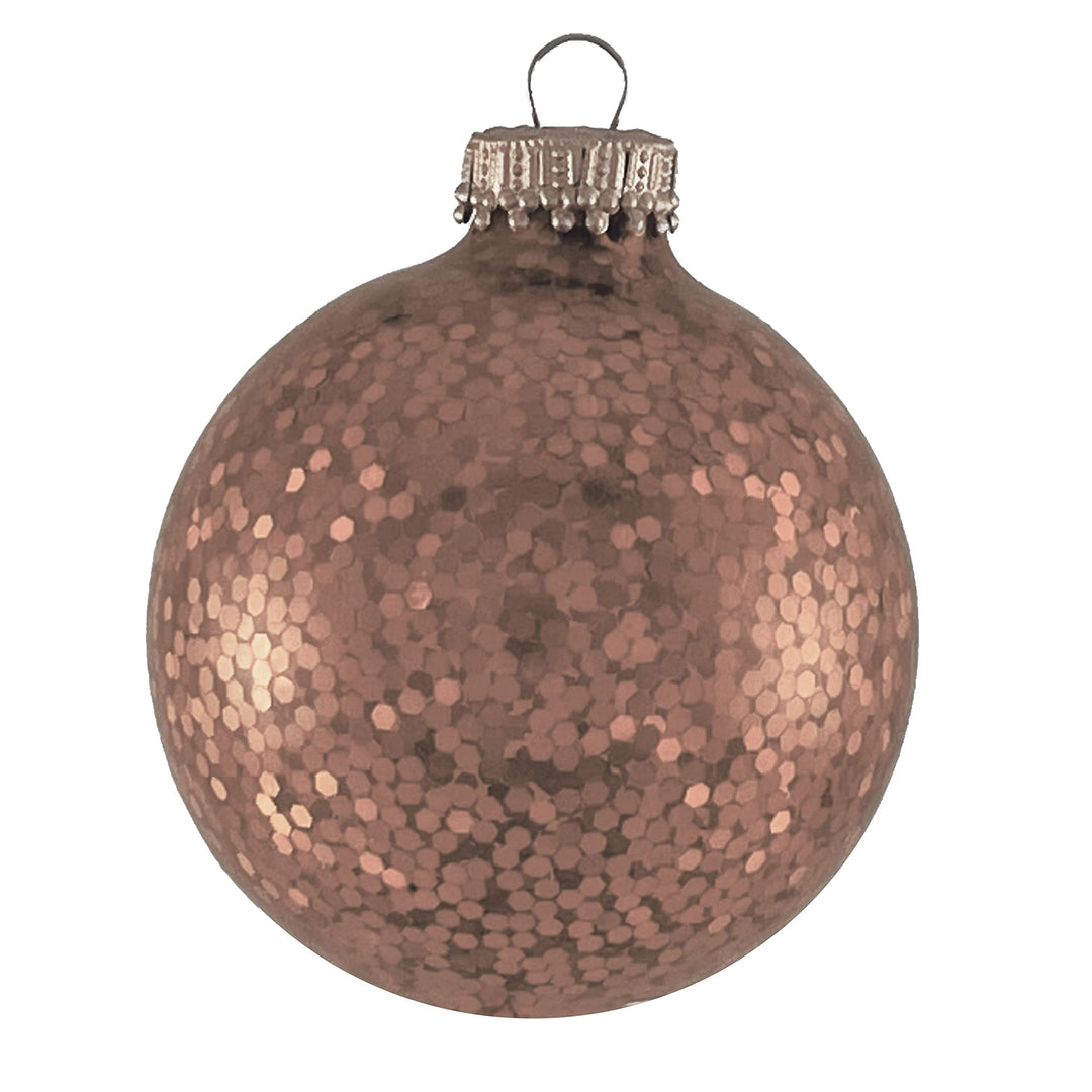 Glass Christmas Tree Ornaments - 67mm / 2.63" [6 Pieces] Designer Balls from Christmas By Krebs Seamless Hanging Holiday Decor (Metallic Gold Spangle)