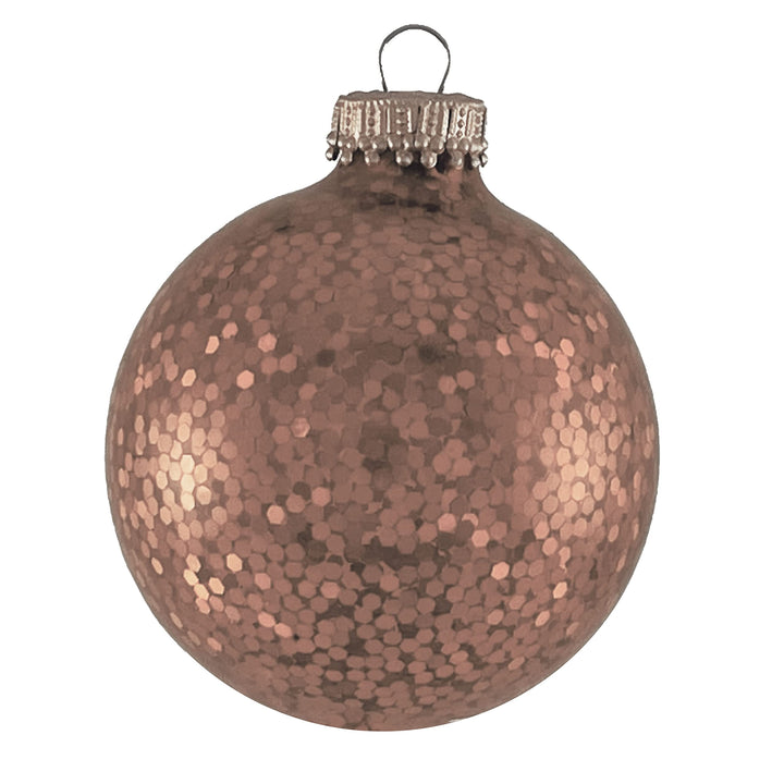 Glass Christmas Tree Ornaments - 67mm / 2.63" [6 Pieces] Designer Balls from Christmas By Krebs Seamless Hanging Holiday Decor (Metallic Gold Spangle)