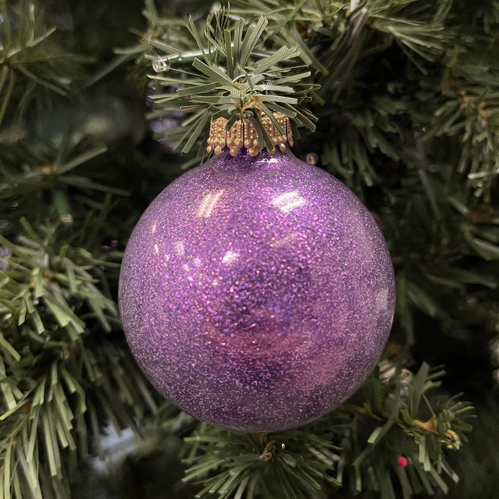 Glass Christmas Tree Ornaments - 67mm / 2.63" [6 Pieces] Designer Balls from Christmas By Krebs Seamless Hanging Holiday Decor