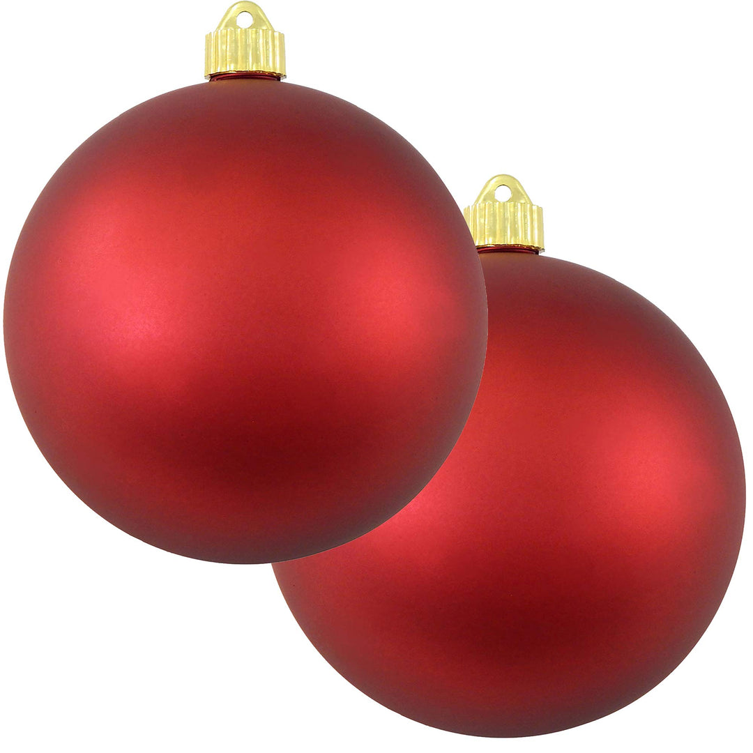Christmas By Krebs 6" (150mm) Velvet Red Alert [2 Pieces] Solid Commercial Grade Indoor and Outdoor Shatterproof Plastic, UV and Water Resistant Ball Ornament Decorations