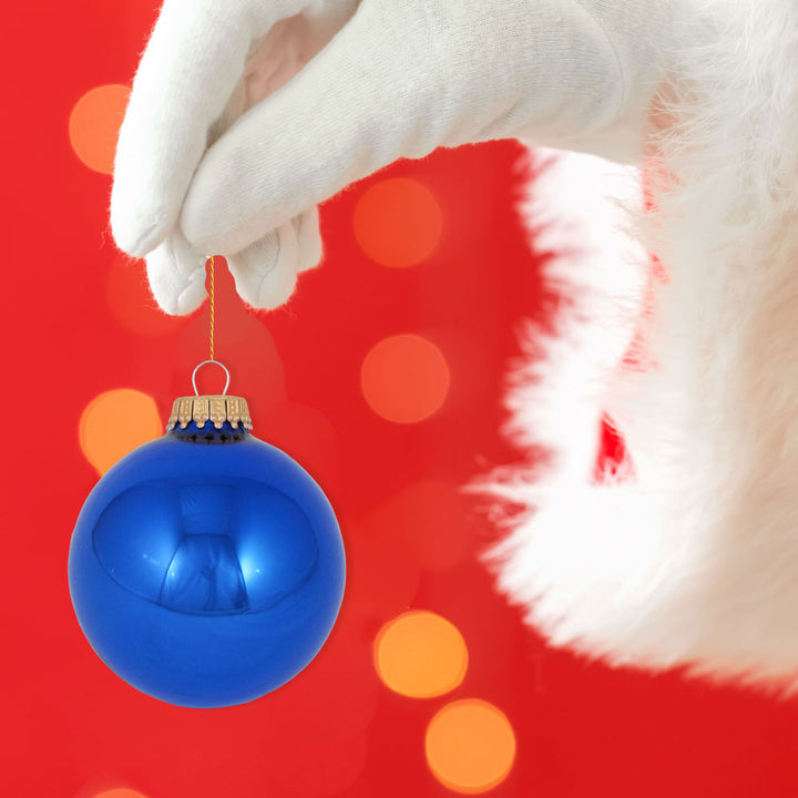 Christmas By Krebs Made in The USA Designer Seamless Glass Christmas Ball Ornaments, 2 5/8" (67mm), 8 Pieces (Shiny Victoria Blue)