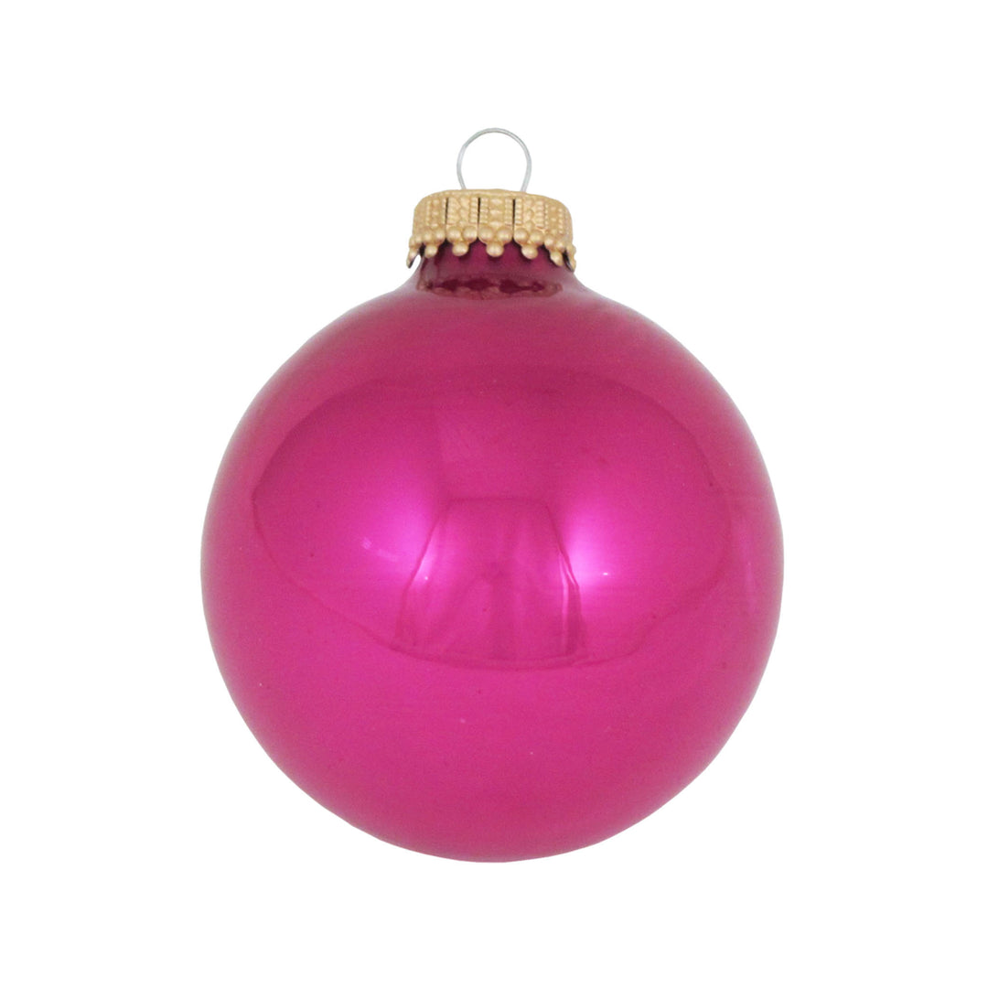 Christmas Tree Ornaments - 67mm / 2.625" Designer Glass Balls from Christmas by Krebs - Handmade Seamless Hanging Holiday Decorations for Trees - Set of 8