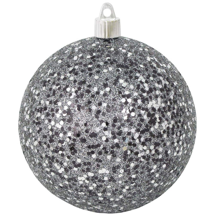 Christmas By Krebs 4 3/4" (120mm) Black & Silver Multicolor Glitz [4 Pieces] Solid Commercial Grade Indoor and Outdoor Shatterproof Plastic, Water Resistant Ball Ornament Decorations