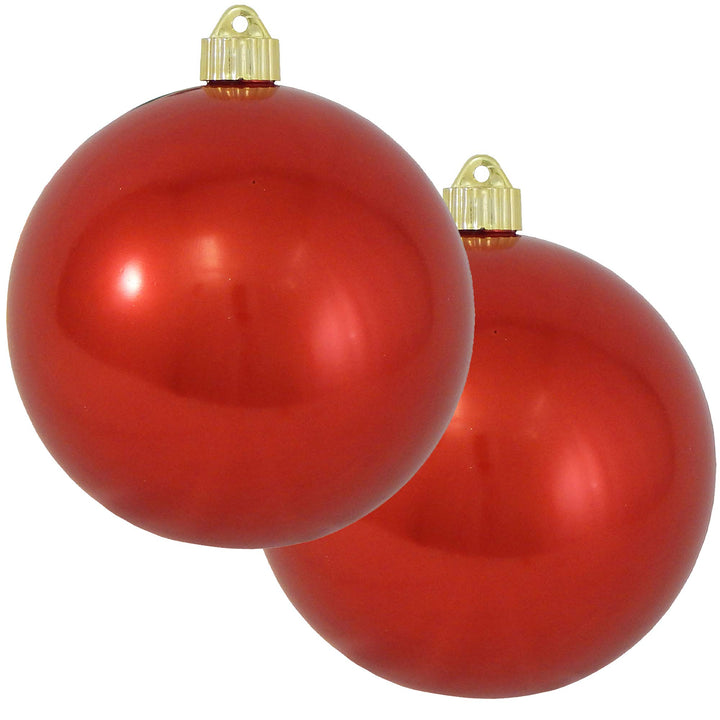 Christmas By Krebs 6" (150mm) Shiny True Love Red [2 Pieces] Solid Commercial Grade Indoor and Outdoor Shatterproof Plastic, UV and Water Resistant Ball Ornament Decorations