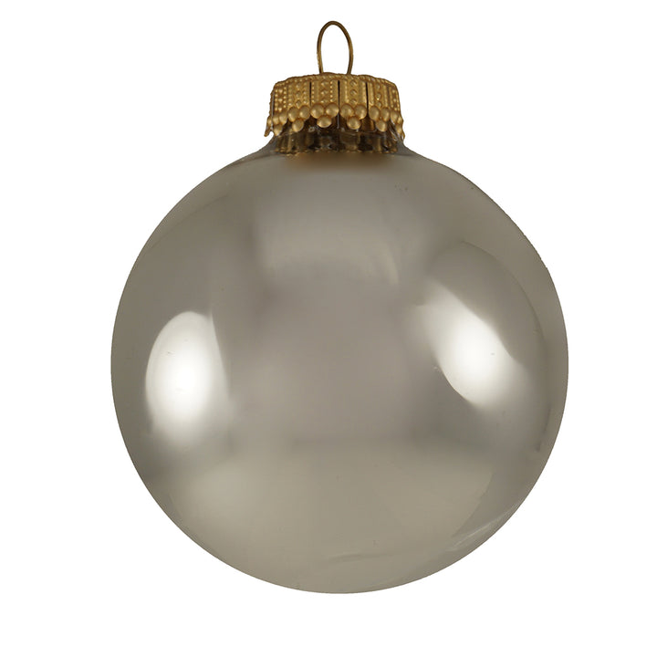 Glass Christmas Tree Ornaments - 67mm/2.63" Designer Balls from Christmas by Krebs - Seamless Hanging Holiday Decorations for Trees - Set of 12 Ornaments (Silver & White w/ Lace and Sparkles)