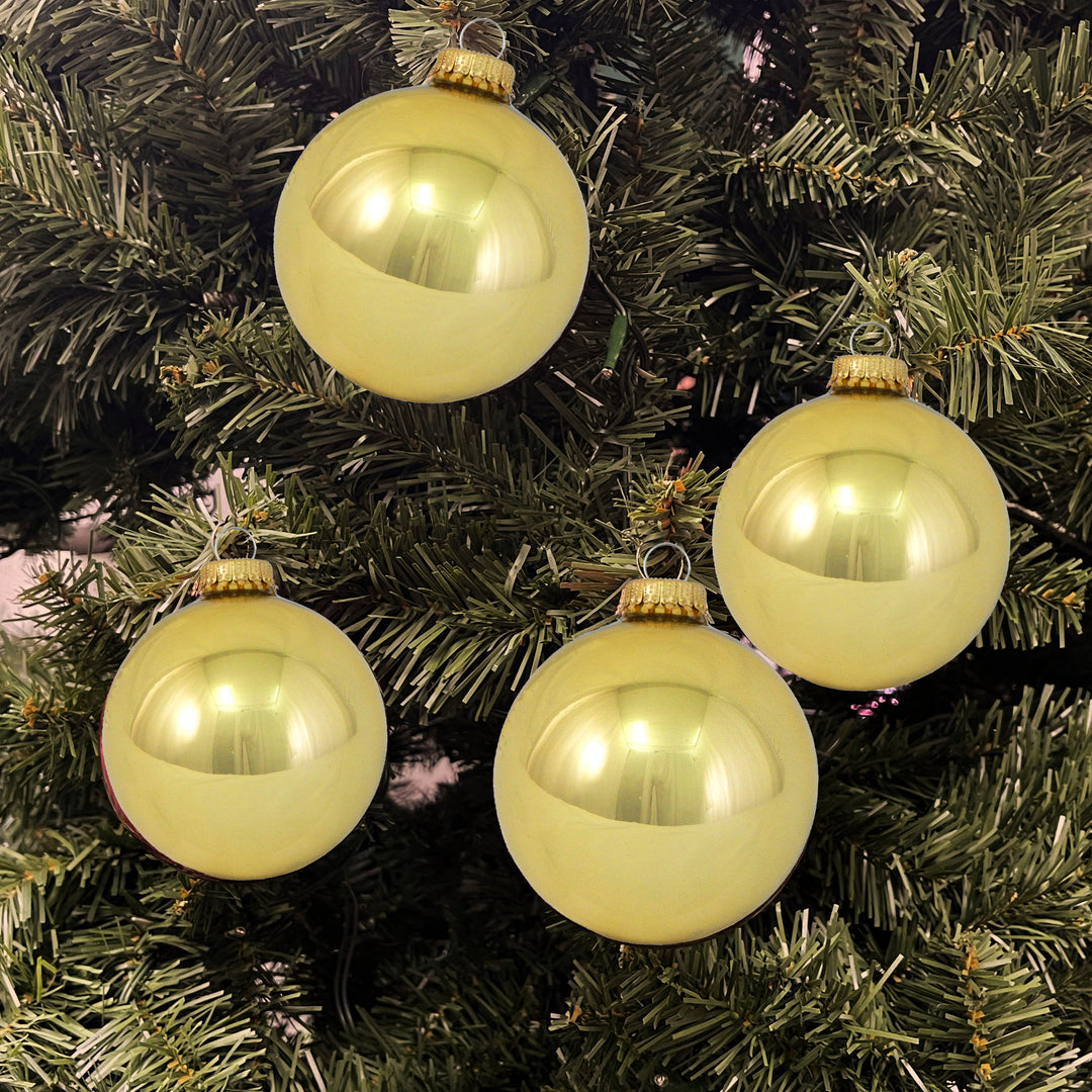 Glass Christmas Tree Ornaments - 80mm / 3.25" [4 Pieces] Designer Balls from Christmas By Krebs Seamless Hanging Holiday Decor