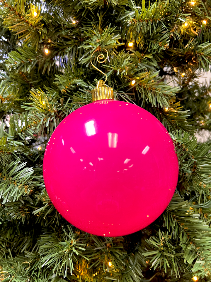 Christmas By Krebs Ornament, Commercial Shatterproof UV Resistant Plastic Christmas Ball Decoration (Dragon Fruit Pink, 6 inch (150mm))