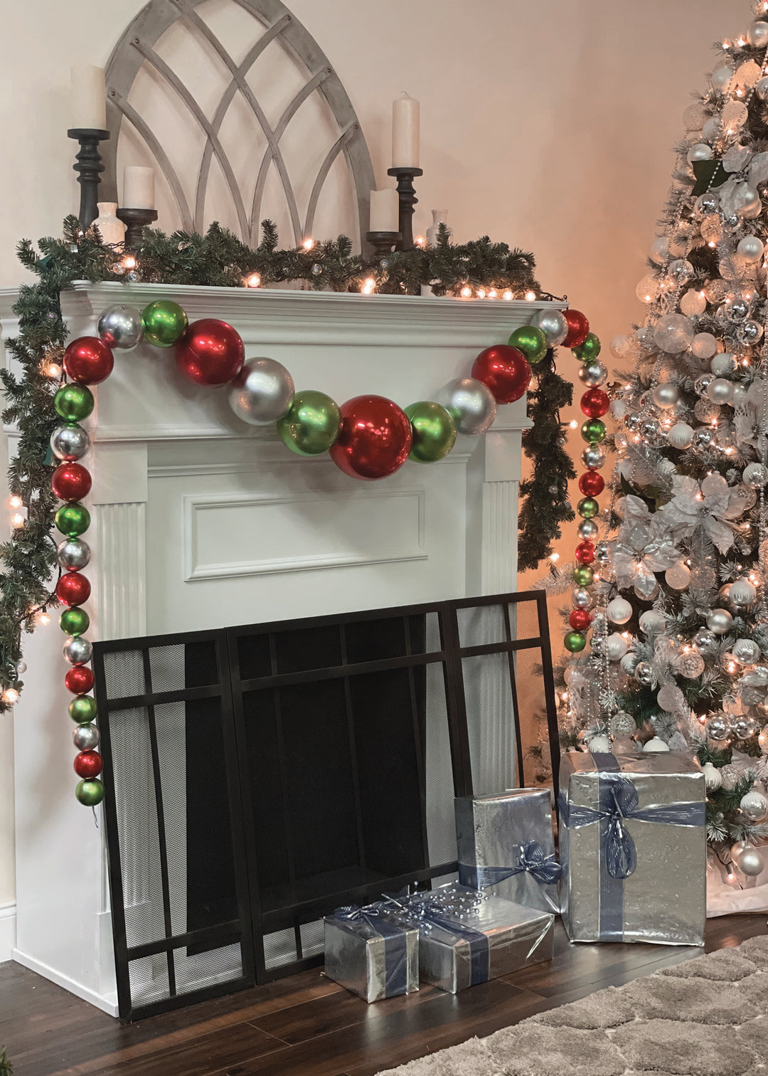 Christmas By Krebs Giant Garland, [1 Piece], Commercial Grade Indoor and Outdoor Shatterproof Plastic Garland Decoration (Azure Blue, Polar Blue & Looking Glass Silver UV Resistant - 11.5 Feet)