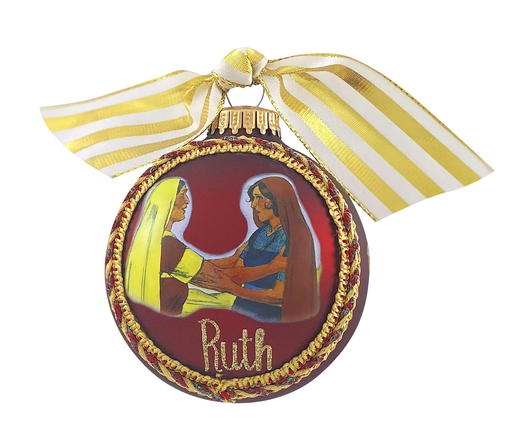 3 1/4" Collectable Bible Hero Glass Ornament Made in USA | Hugs Special Occasions Keepsake Gifts |  (Bible Hero Ruth)