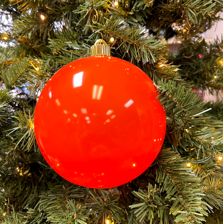 Christmas By Krebs Ornament, Commercial Shatterproof UV Resistant Plastic Christmas Ball Decoration (Sunset Orange, 6 inch (150mm))