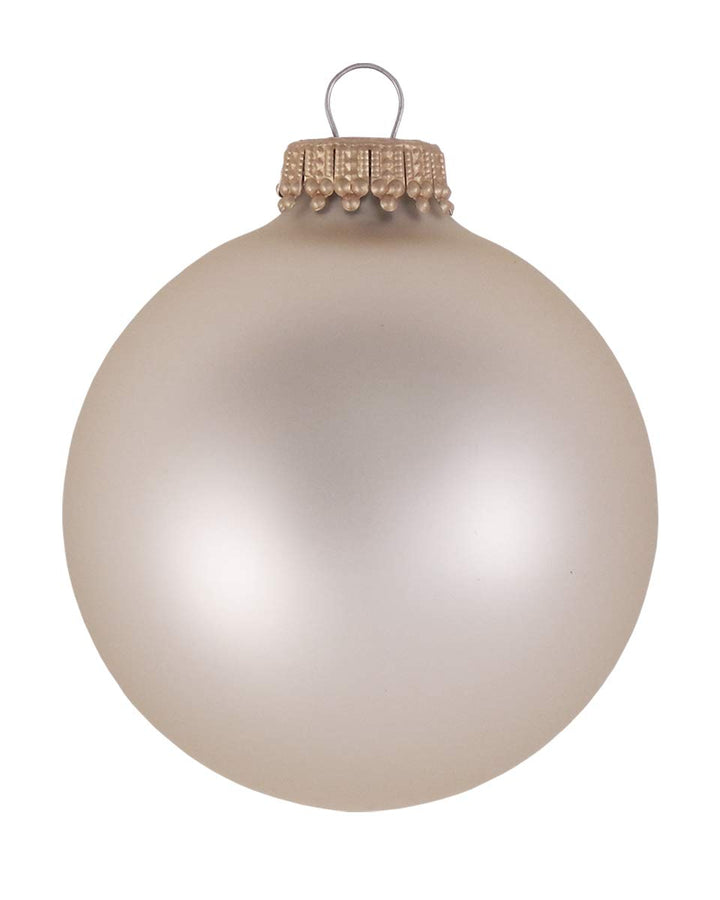 Christmas By Krebs Made in The USA Designer Seamless Glass Christmas Ball Ornaments, 2 5/8" (67mm), 8 Pieces (Oyster Velvet White)