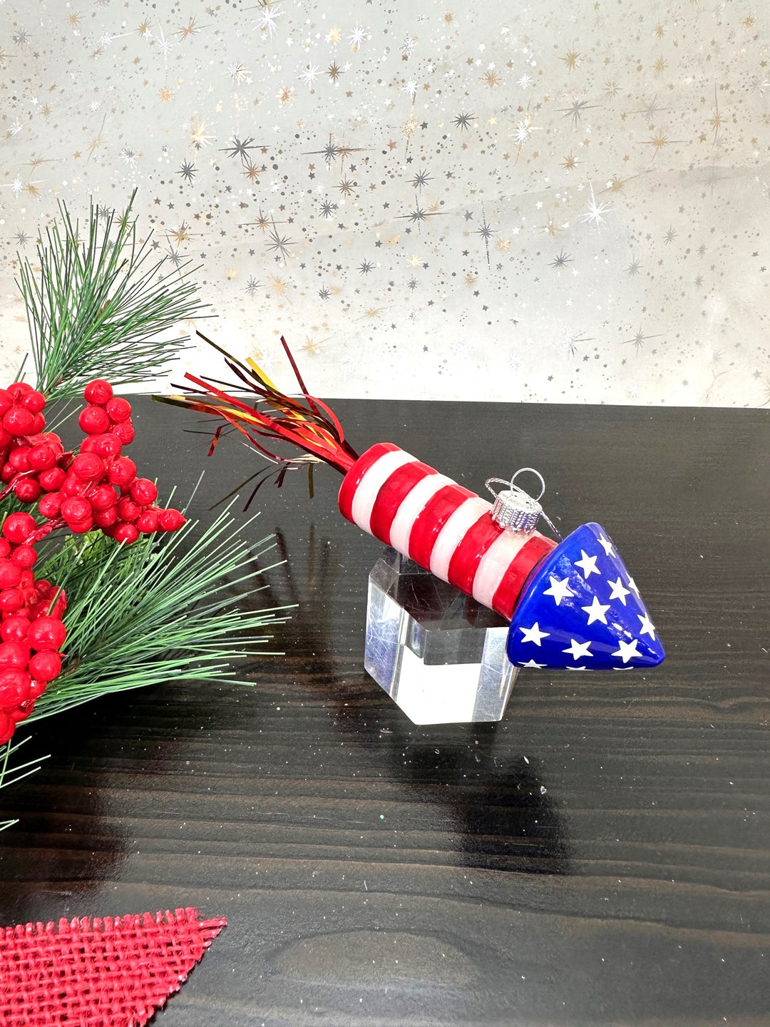 Christmas By Krebs Blown Glass  Collectible Tree Ornaments  (5 3/4" Firecracker Rocket)