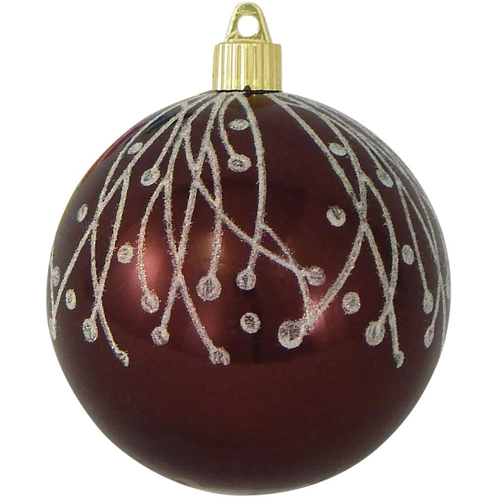 Christmas By Krebs 4" (100mm) Ornament [4 Pieces] Commercial Grade Indoor and Outdoor Shatterproof Plastic, Water Resistant Ball Decorated Ornaments