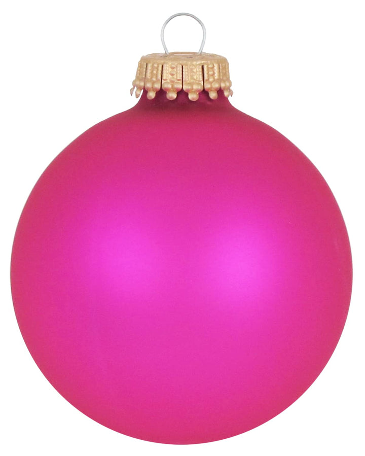Glass Christmas Tree Ornaments - 67mm / 2.63" [8 Pieces] Designer Balls from Christmas By Krebs Seamless Hanging Holiday Decor (Velvet Bubblegum Pink)
