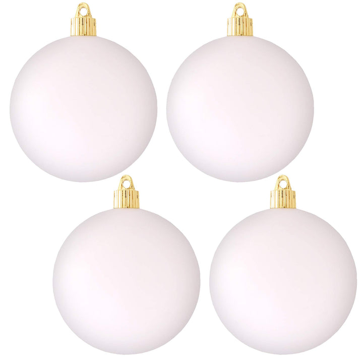 Christmas By Krebs 4" (100mm) Velvet Cloud White [4 Pieces] Solid Commercial Grade Indoor and Outdoor Shatterproof Plastic, UV and Water Resistant Ball Ornament Decorations