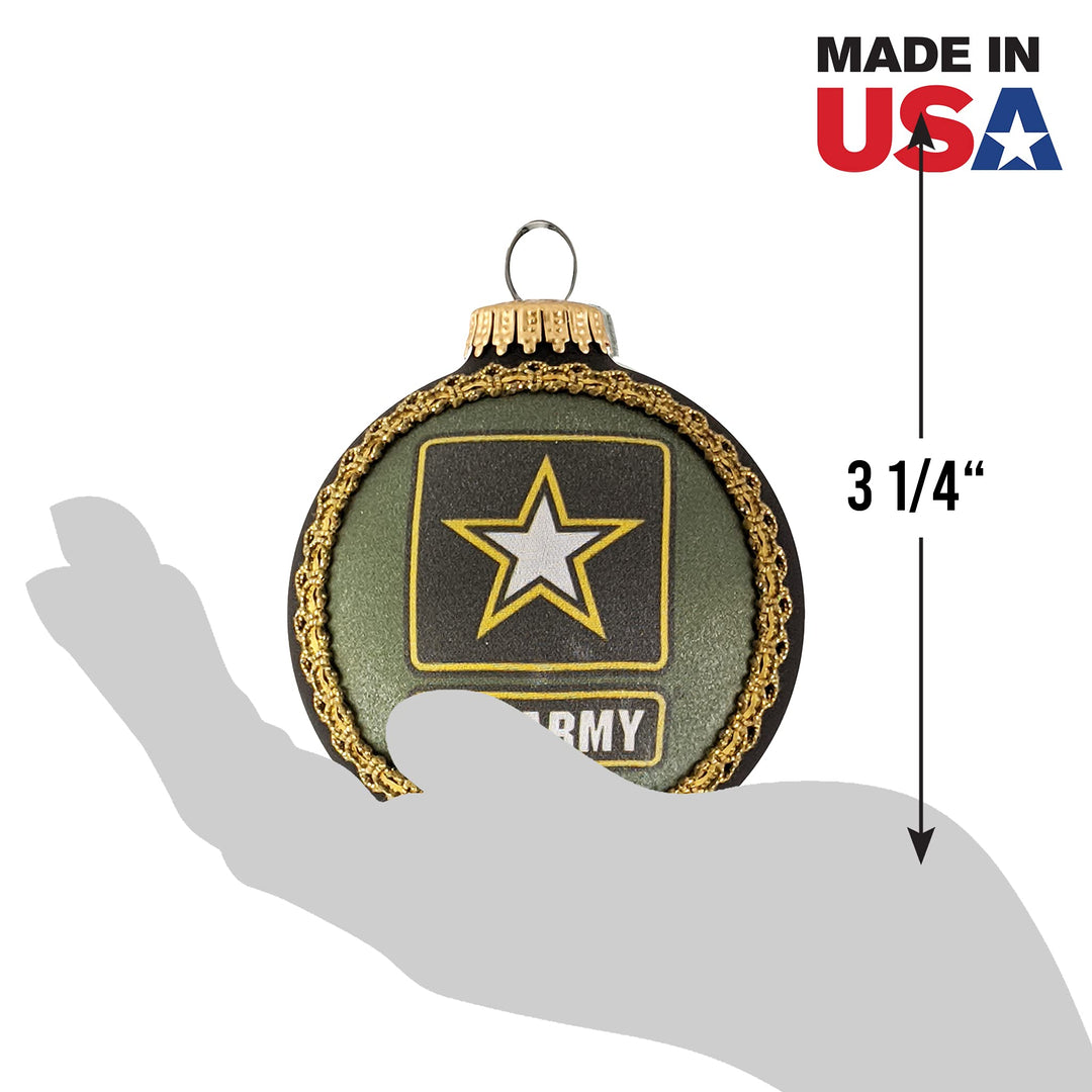Christmas Tree Ornaments Made in the USA - 80mm / 3.25" Decorated Collectible Glass Balls from Christmas by Krebs - Handmade Hanging Holiday Decorations for Trees