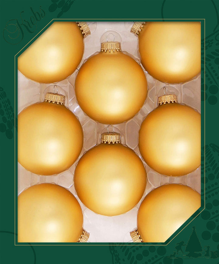 Christmas By Krebs 2 5/8" (67mm) Seamless Glass Ornament [8 Pieces], Decorated Designer Heirloom (Velvet Honey Gold)