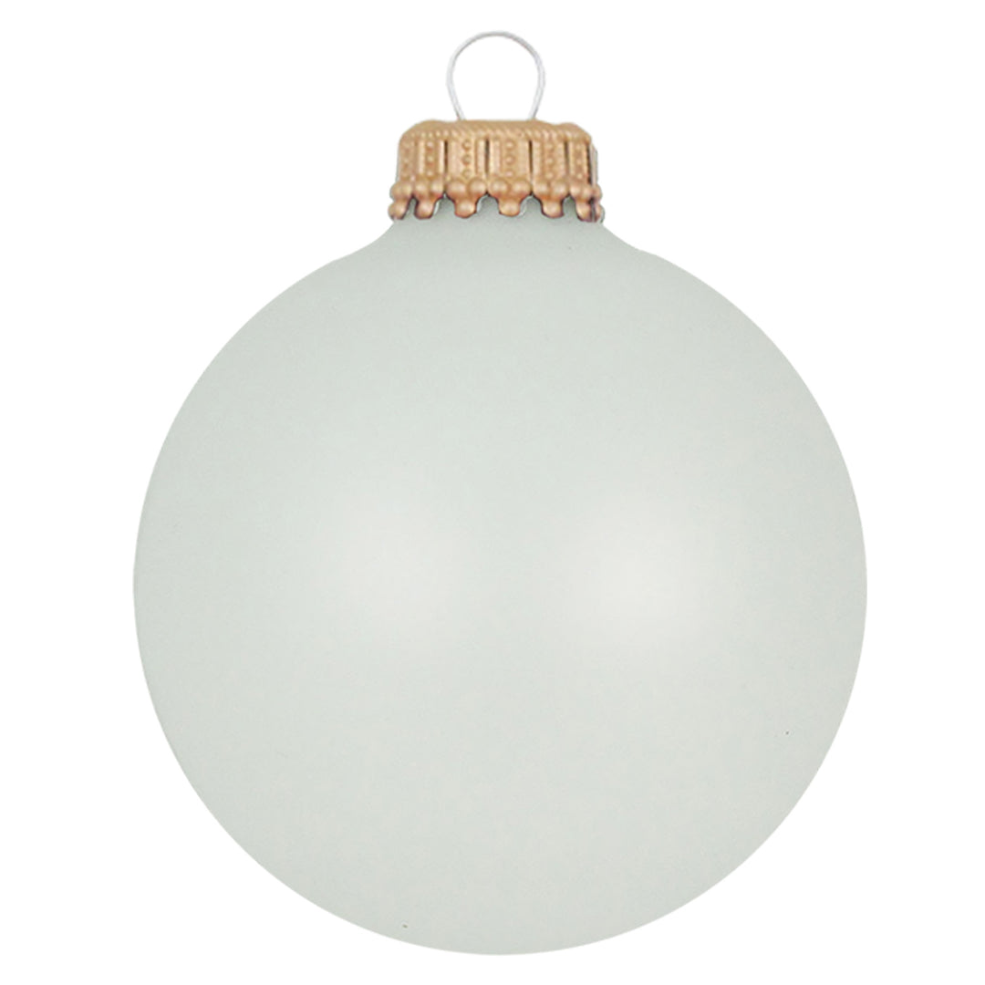 Glass Christmas Tree Ornaments - 67mm/2.63" Designer Balls from Christmas by Krebs - Seamless Hanging Holiday Decorations for Trees - Set of 12 Ornaments (Blue and White with Snowman Face)