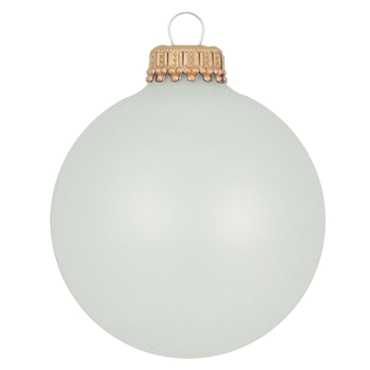 Glass Christmas Tree Ornaments - 67mm/2.63" Designer Balls from Christmas by Krebs - Seamless Hanging Holiday Decorations for Trees - Set of 12 Ornaments (Blue and White with Snowman Face)