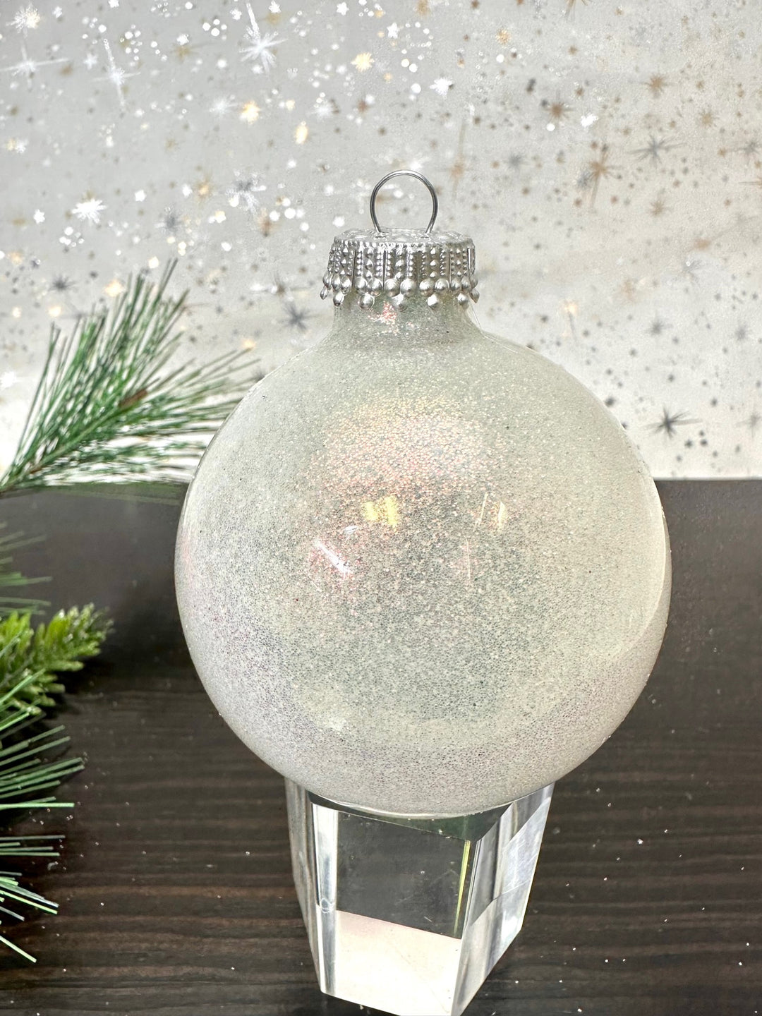 Glass Christmas Tree Ornaments - 67mm/2.63" Designer Balls from Christmas by Krebs - Seamless Hanging Holiday Decorations for Trees - Set of 12 Ornaments (Sparkle White Dark Blue & Glitter Light Blue)
