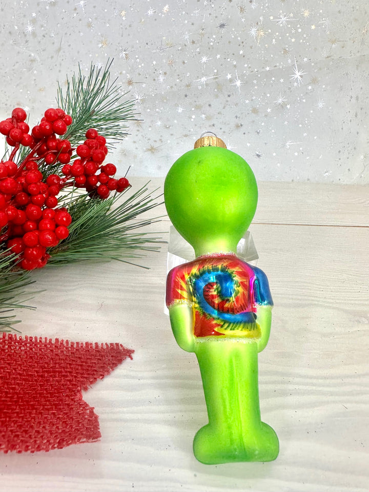 Christmas By Krebs Blown Glass  Collectible Tree Ornaments  (5 1/4" Tie Dye Alien)