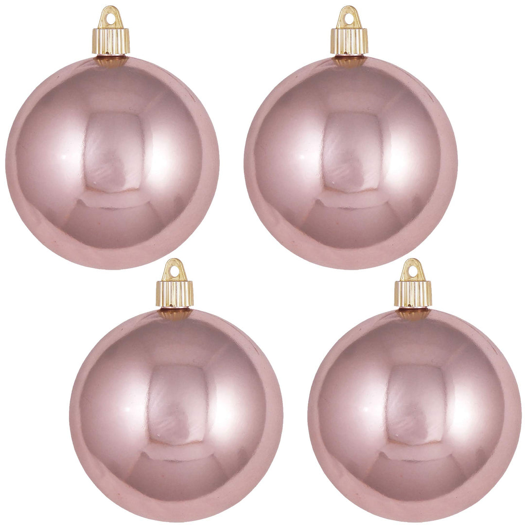 Christmas By Krebs 4" (100mm) Shiny Angel Wings Pink [4 Pieces] Solid Commercial Grade Indoor and Outdoor Shatterproof Plastic, UV and Water Resistant Ball Ornament Decorations
